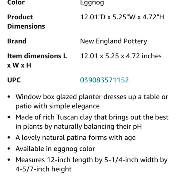 12” window box planter glazed - Picture 3 of 3